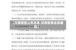 【河南疫情公布名单,河南疫情信息通报】