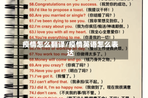 疫情怎么翻译/疫情英语怎么表达