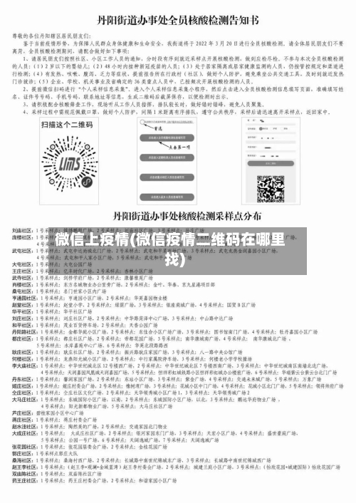 微信上疫情(微信疫情二维码在哪里找)-第1张图片